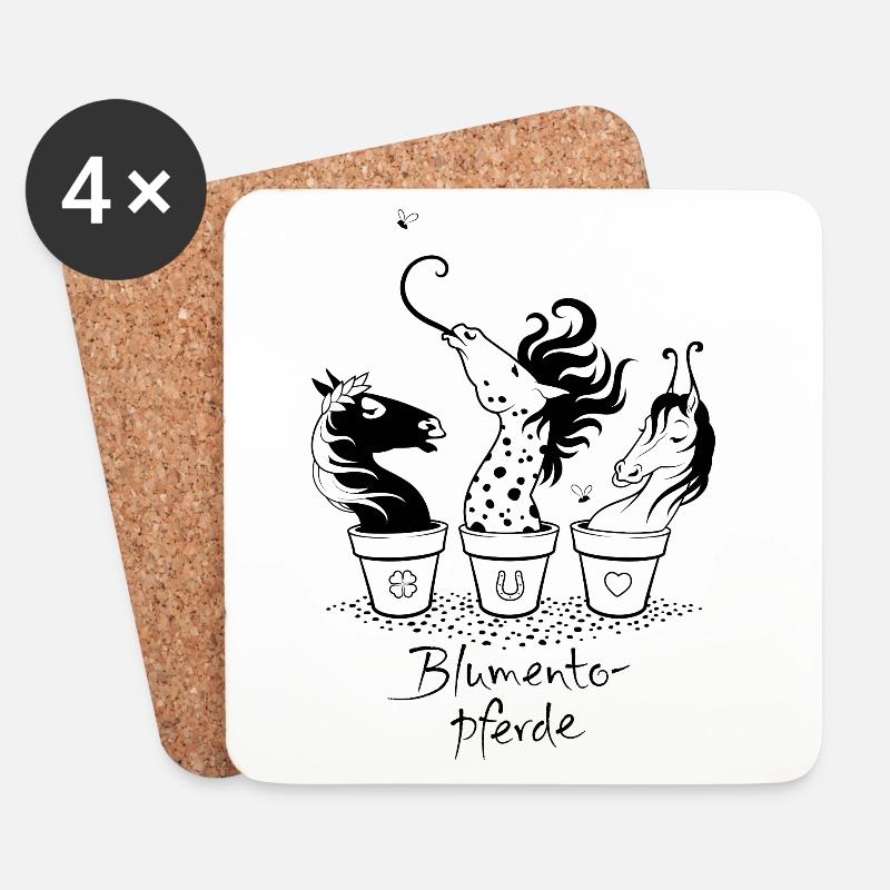 BlumentoPferde - Untersetzer (4er-Set) - Weiß