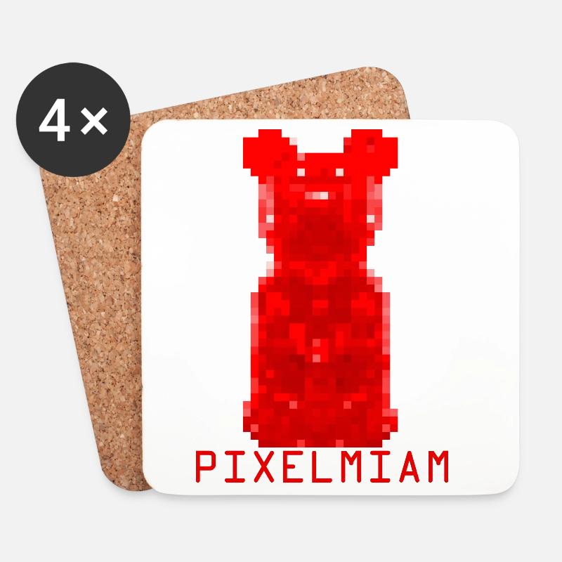 pixel nounours - Dessous de verre (lot de 4) - blanc