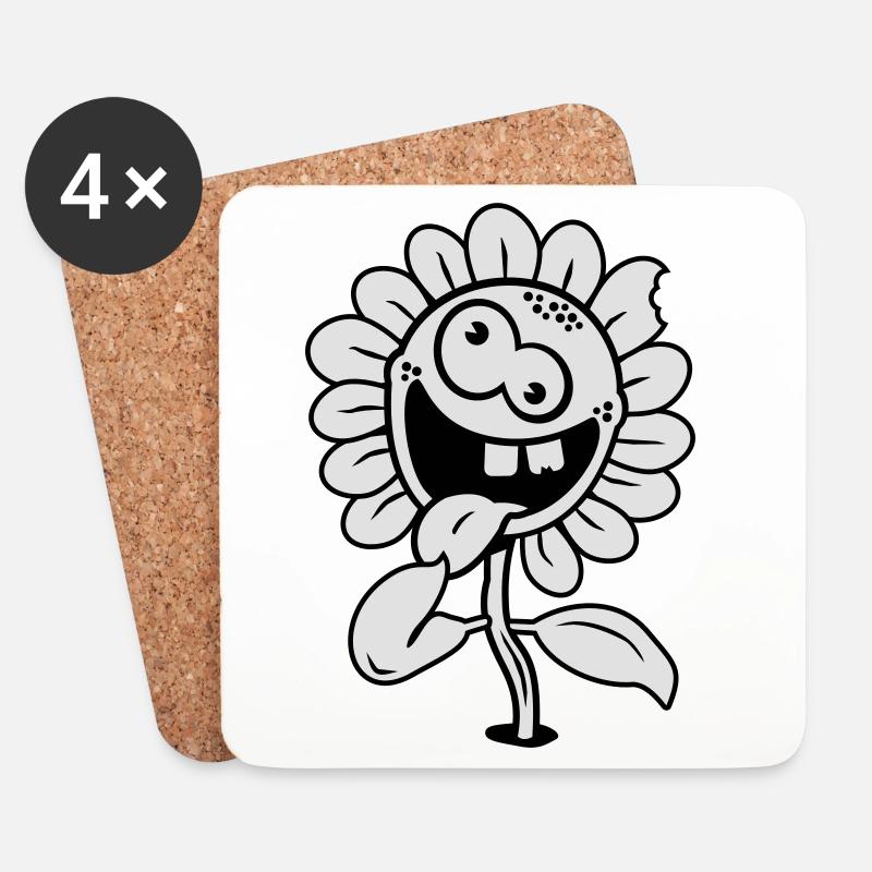 Verrückte kleine Sonnenblume - Untersetzer (4er-Set) - Weiß