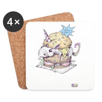 Burger Licorne - Dessous de verre (lot de 4) - blanc - Devant