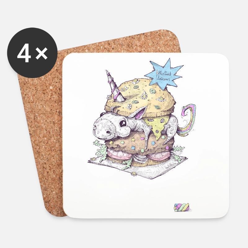 Einhorn Burger - Untersetzer (4er-Set) - Weiß
