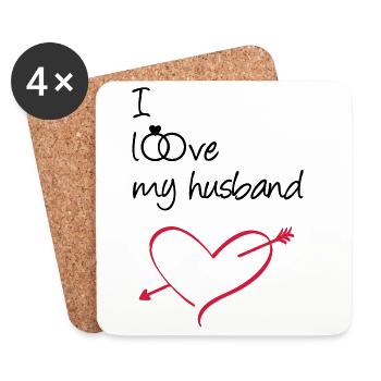 J’aime mon mari Cadeau Mariage Amour Mariage - Dessous de verre (lot de 4) - blanc - Devant