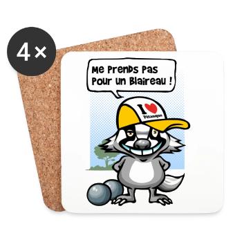 Blaireau pétanque - Dessous de verre (lot de 4) - blanc - Devant