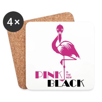 pink is the new black Flamingo rosa Vogel tropisch - Coasters (set of 4) - white - Front