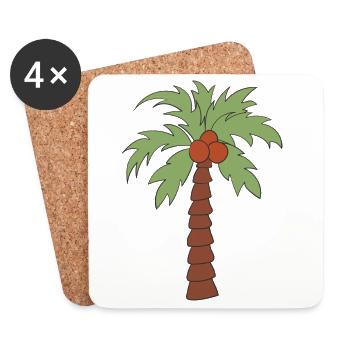 Palme - Untersetzer (4er-Set) - Weiß - Vorne