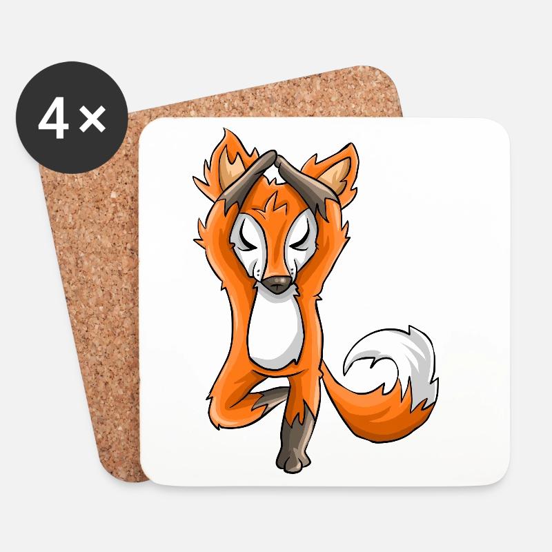 Yoga Fuchs - Untersetzer (4er-Set) - Weiß