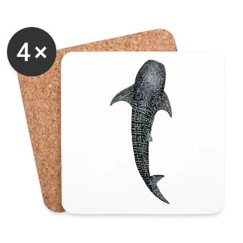 Whale shark design for divers, fishermen - Coasters (set of 4) - white - Front