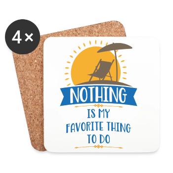 Favorite activity beach: Nothing - Coasters (set of 4) - white - Front