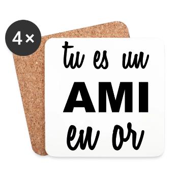 Tu es un ami en or - Dessous de verre (lot de 4) - blanc - Devant