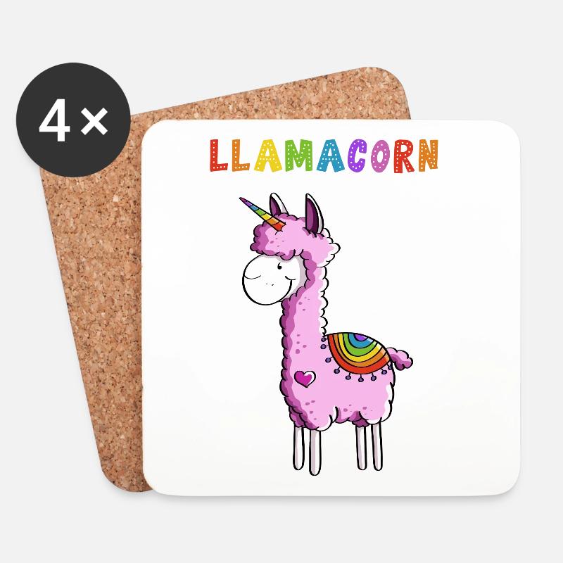 Llamacorn - Lama Einhorn - Comic - Fun Geschenk - Untersetzer (4er-Set) - Weiß