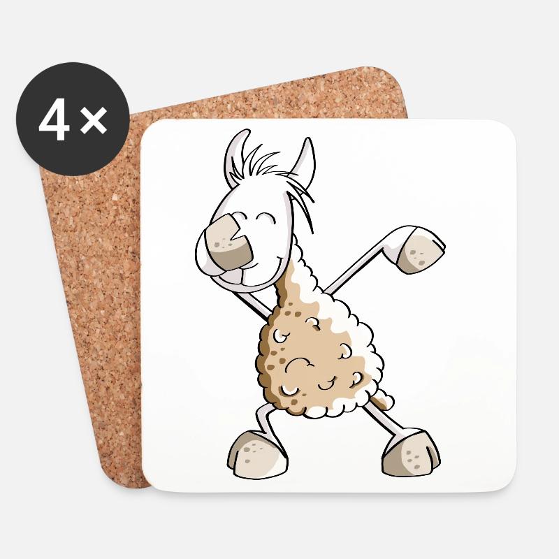 Dab Dance Lama - Dabbing Alpaka - Fun Comic - Untersetzer (4er-Set) - Weiß