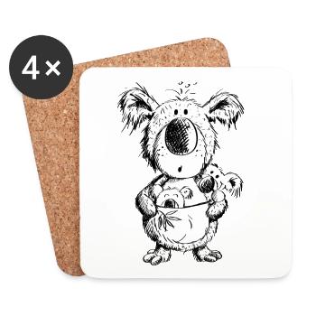 Koala Maman avec des bébés - Dessous de verre (lot de 4) - blanc - Devant
