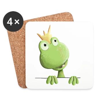 Sweet Frog Prince - Frog Cartoon - Coasters (set of 4) - white - Front