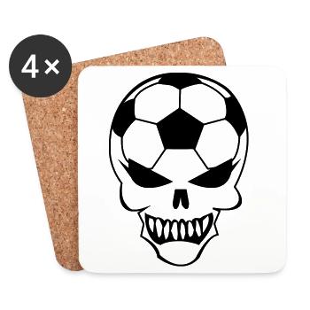 Fußball-Totenkopf - Untersetzer (4er-Set) - Weiß - Vorne
