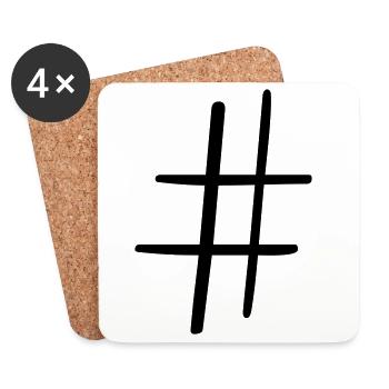 Idée cadeau Hashtag icon sur les médias sociaux - Dessous de verre (lot de 4) - blanc - Devant
