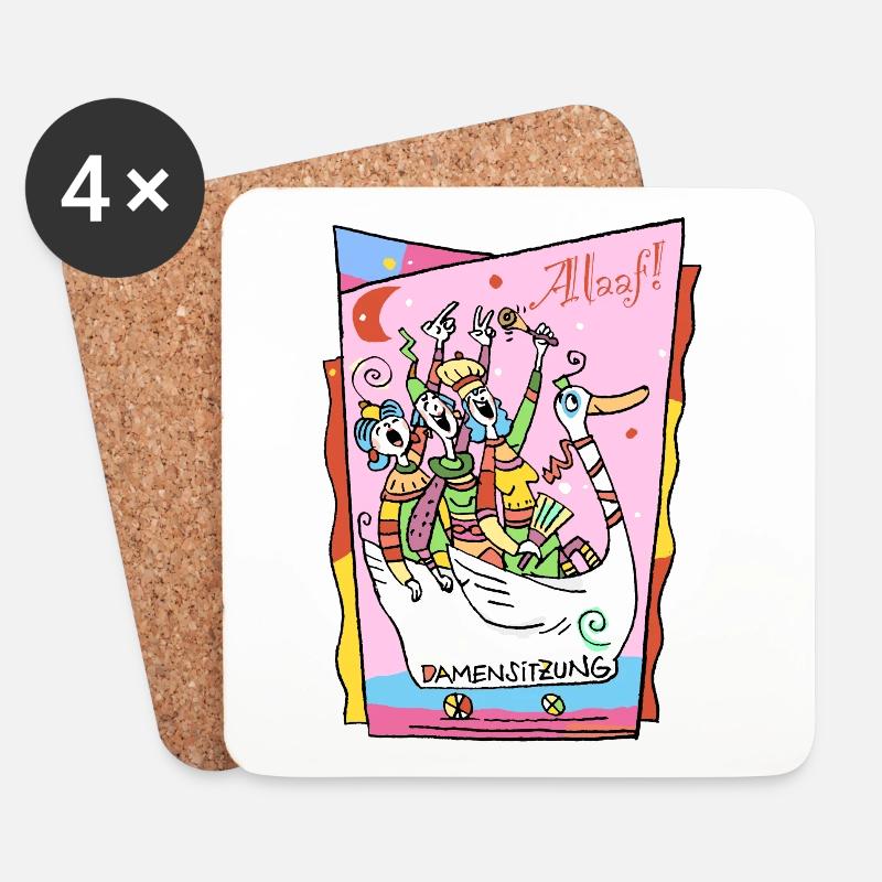Rheinischer Karneval - Untersetzer (4er-Set) - Weiß