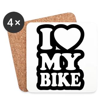 I love my bike - Ich liebe mein Motorrad - Untersetzer (4er-Set) - Weiß - Vorne