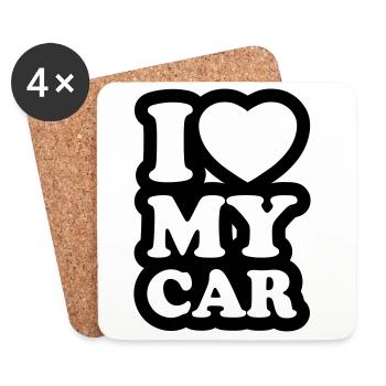 I love my car - Ich liebe mein Auto - Untersetzer (4er-Set) - Weiß - Vorne