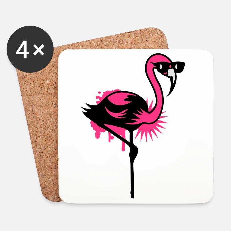Flamingo mit Sonnenbrille - Untersetzer (4er-Set) - Weiß