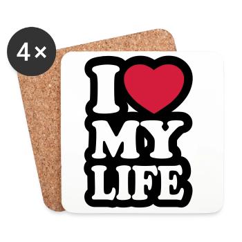 I love my life - Ich liebe mein Leben. - Untersetzer (4er-Set) - Weiß - Vorne
