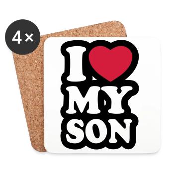 I love my son - Ich liebe meinen Sohn - Untersetzer (4er-Set) - Weiß - Vorne