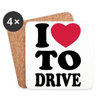 I love to drive - J'aime conduire - Dessous de verre (lot de 4) - blanc - Devant