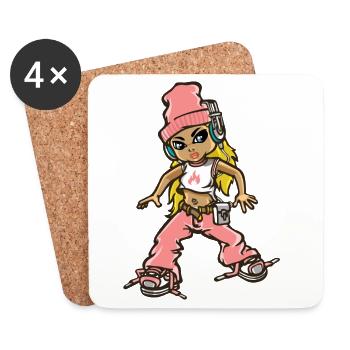 Hip hop girl In pink - Untersetzer (4er-Set) - Weiß - Vorne