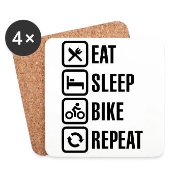 Eat sleep bike repeat - Untersetzer (4er-Set) - Weiß - Vorne