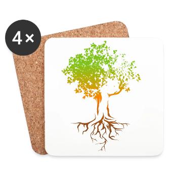 Tree, Autumn, Colors, Colorful, Illustration, Forest, Nature - Coasters (set of 4) - white - Front