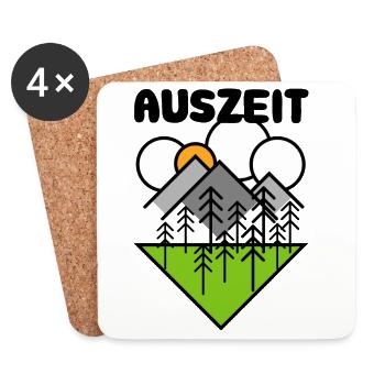auszeit natur camp camper camping Landschaft icon - Untersetzer (4er-Set) - Weiß - Vorne