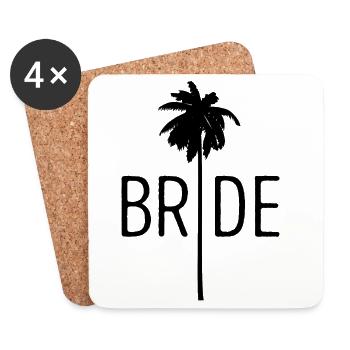 Bride Braut Palme Junggesellinnenabschied JGA - Untersetzer (4er-Set) - Weiß - Vorne