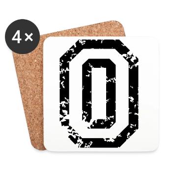 O (Vintage Weiß) Buchstabe O - Untersetzer (4er-Set) - Weiß - Vorne