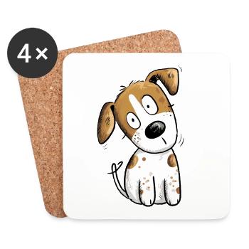 Happy Jack Russell dog cartoon - Coasters (set of 4) - white - Front