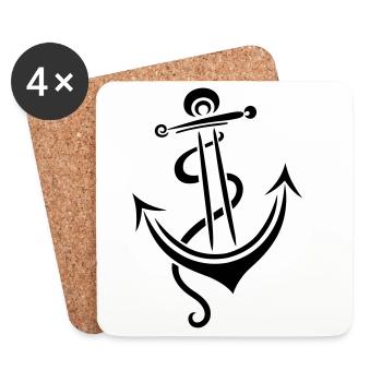 Anchor Tattoo Ahoi Captain Athlete - Coasters (set of 4) - white - Front