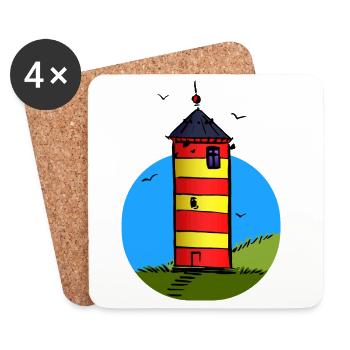 Leuchtturm Pilsum Wahrzeichen - Untersetzer (4er-Set) - Weiß - Vorne
