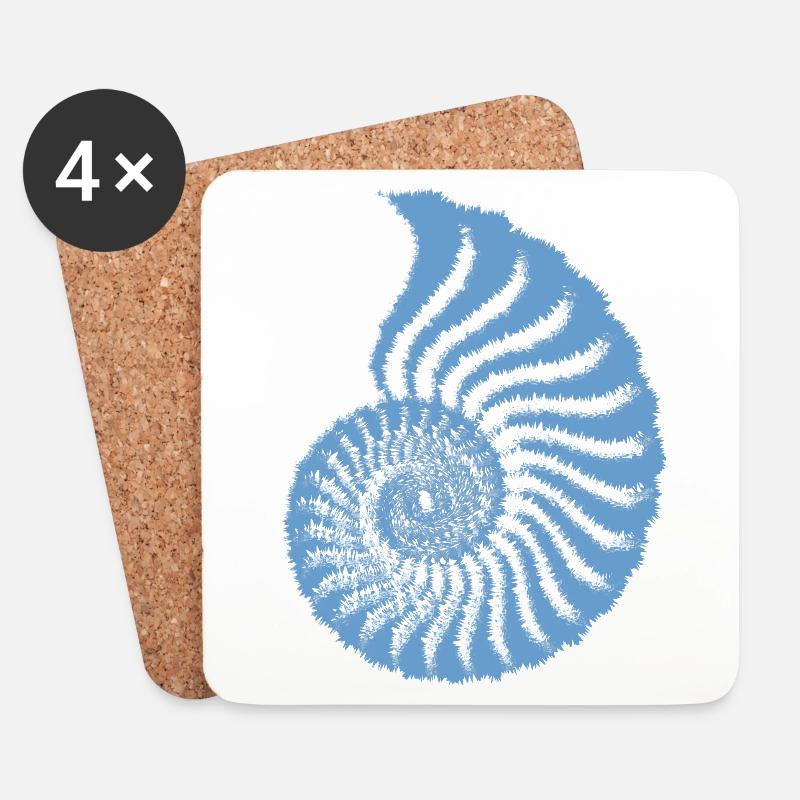Nautilus (Fuzzy-Blue-Edition) - Untersetzer (4er-Set) - Weiß