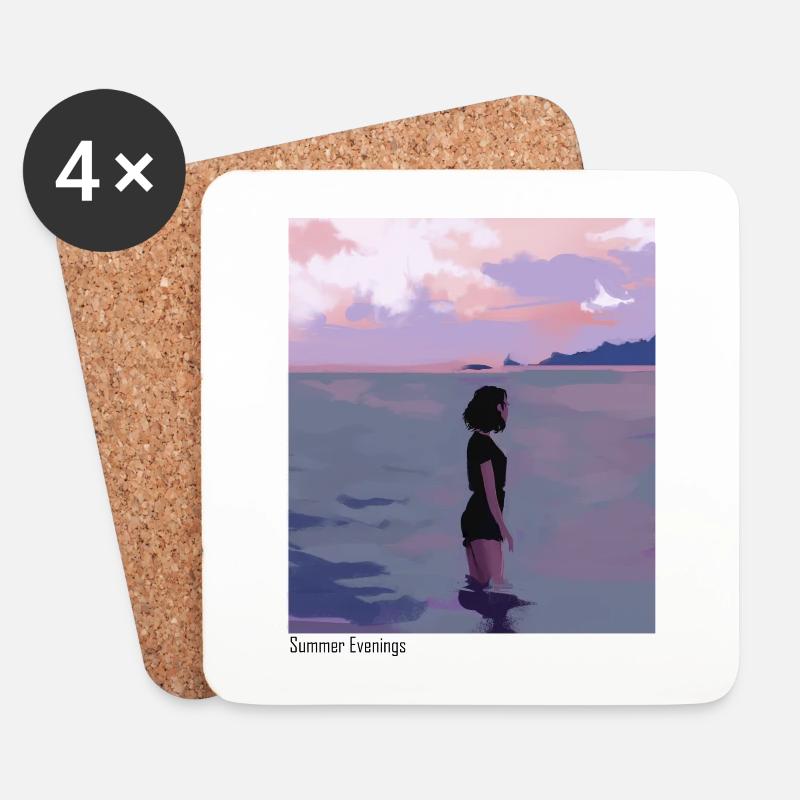 Sommerabende am Meer - Untersetzer (4er-Set) - Weiß