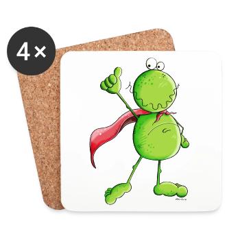 Super Frosch - Untersetzer (4er-Set) - Weiß - Vorne