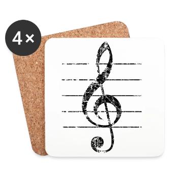 Treble Clef, Clef - Dessous de verre (lot de 4) - blanc - Devant