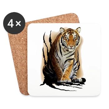 tiger - Coasters (set of 4) - white - Front