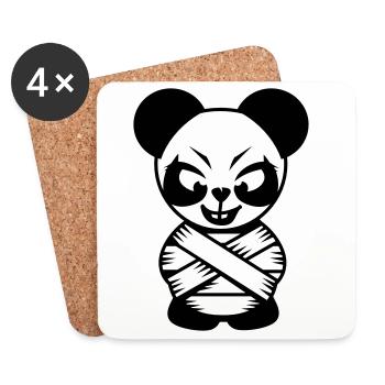 Panda Bär mit Zwangsjacke und irren Augen - Untersetzer (4er-Set) - Weiß - Vorne