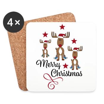 merry Christmas - Untersetzer (4er-Set) - Weiß - Vorne