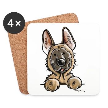 Neugieriger Malinois - Untersetzer (4er-Set) - Weiß - Vorne