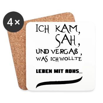 Leben mit ADHS Geschenk - Untersetzer (4er-Set) - Weiß - Vorne