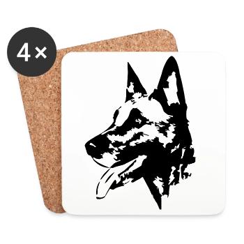 Malinois Kopf - Untersetzer (4er-Set) - Weiß - Vorne