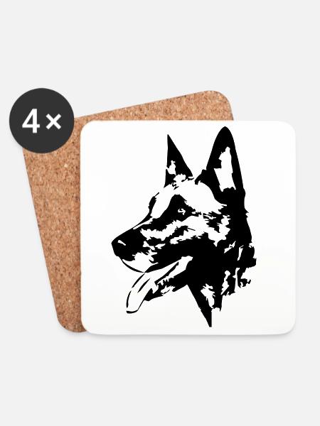 Malinois Kopf - Untersetzer (4er-Set) - Weiß