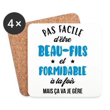 belle-fille / beau-fils / beau fils / belle fille - Dessous de verre (lot de 4) - blanc - Devant