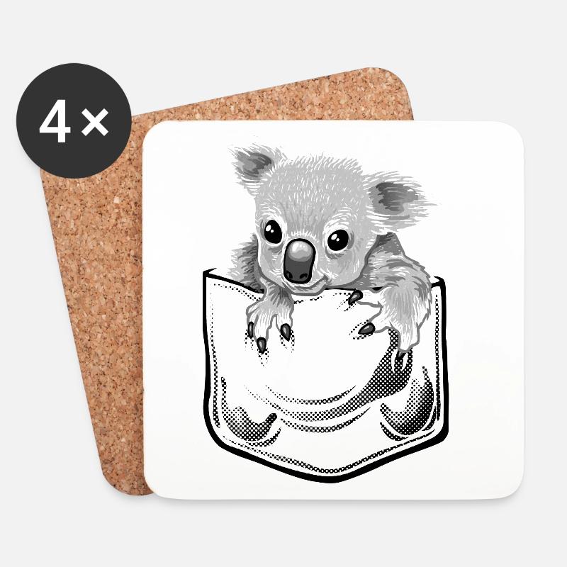 Baby koala in pocket - Untersetzer (4er-Set) - Weiß