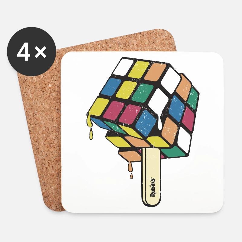 Rubik's Cube Zauberwürfel als Eis am Stiel - Untersetzer (4er-Set) - Weiß