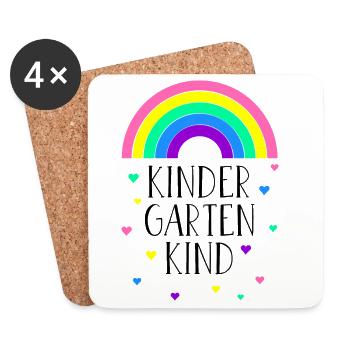 Regenbogen Kindergartenkind Kindergarten Geschenk - Untersetzer (4er-Set) - Weiß - Vorne